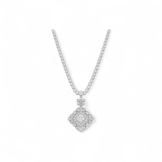 Radiant Grace Moissanite Necklace in 18K Gold