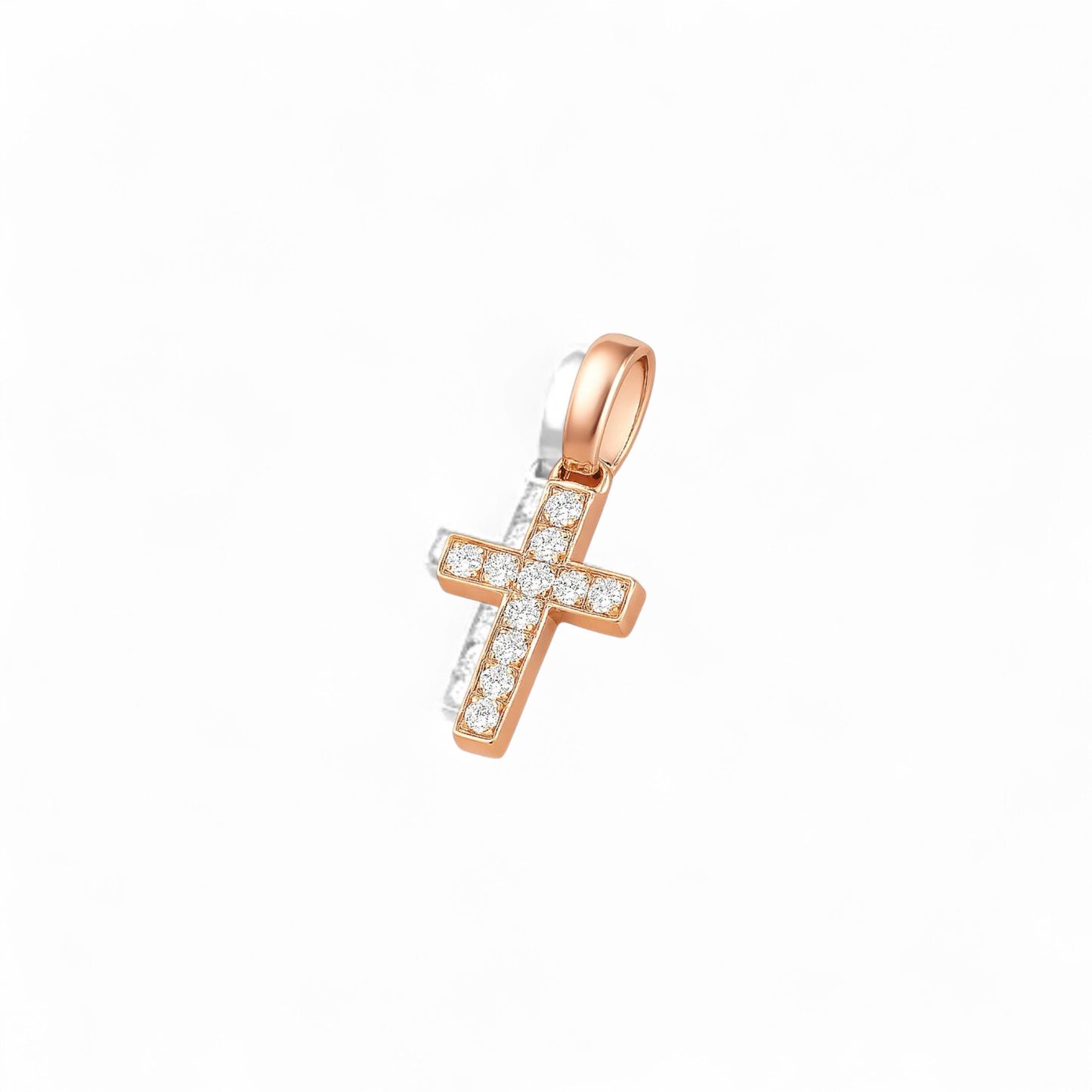 Island Mini Natural Diamond Cross Pendant in 18K Gold