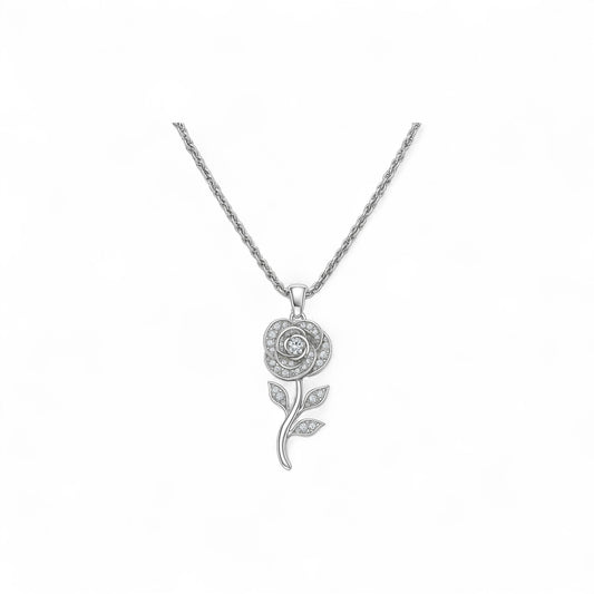 Rose Moissanite Necklace in 925 Sterling Silver