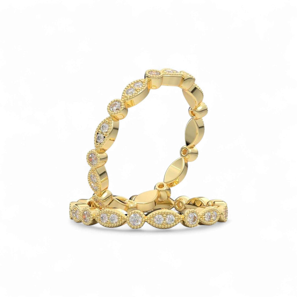 Vellar Gold Color Vintage Velar Eternity Diamond Band - 18K Gold Wedding & Anniversary ...