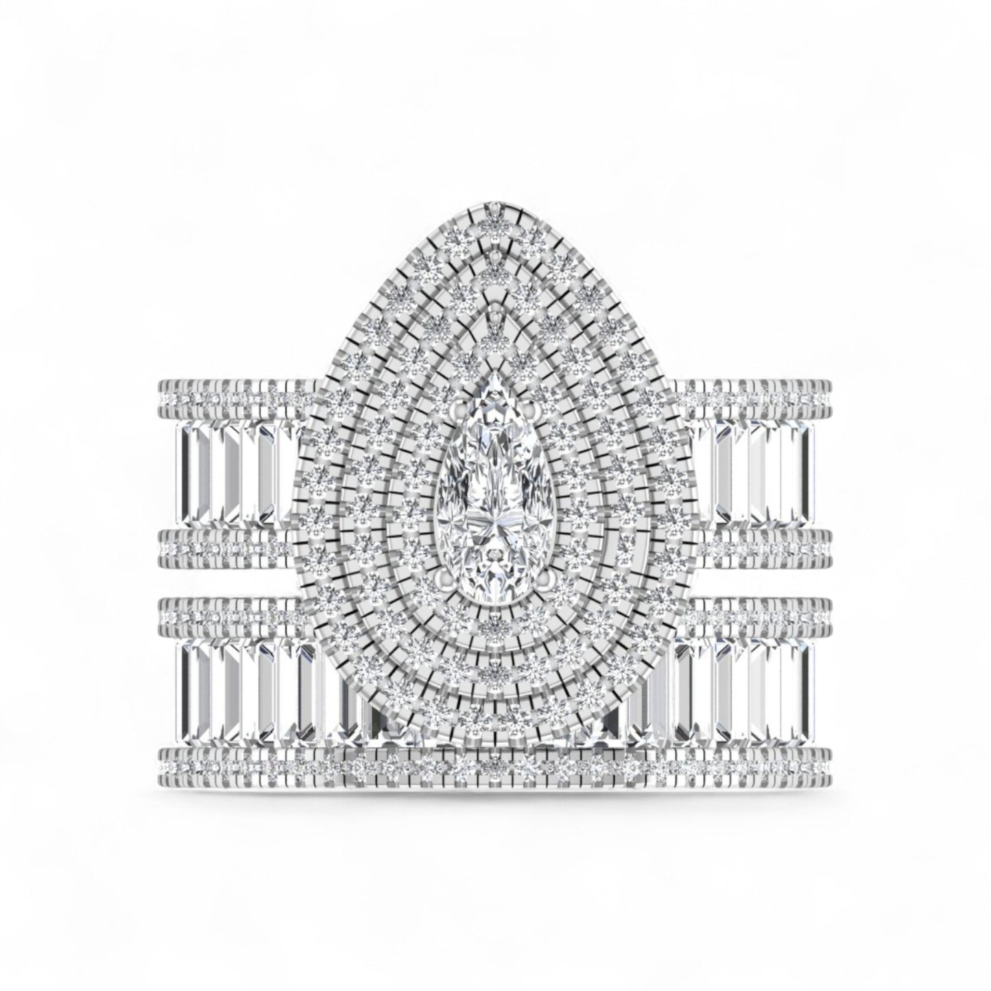 Doris Pear Cut Pavé Natural Diamonds Bride Set in 18K Gold