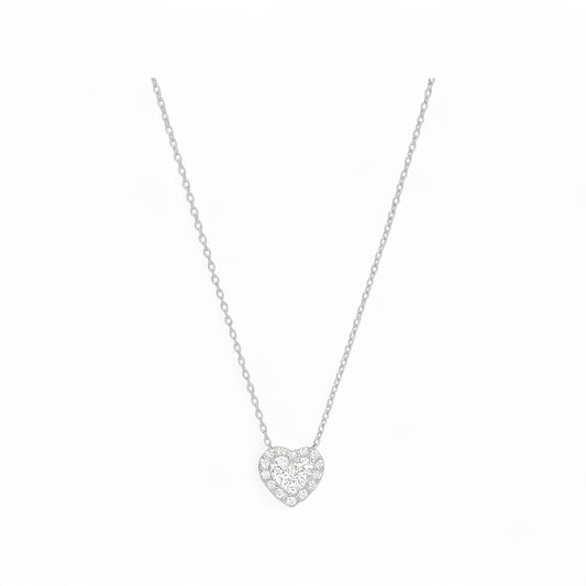 Solitaire Heart Cut Moissanite Necklace in 925 Sterling Silver