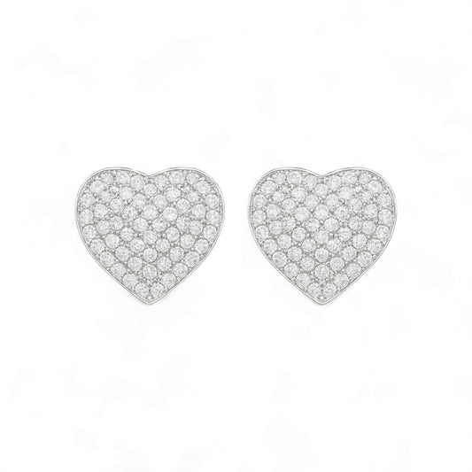 Solitaire Heart Cut Moissanite Studs in 925 Sterling Silver