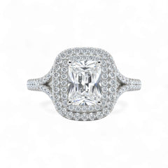 Split Shank Cushion Cut CZ Engagement Ring in 925 Sterling Silver