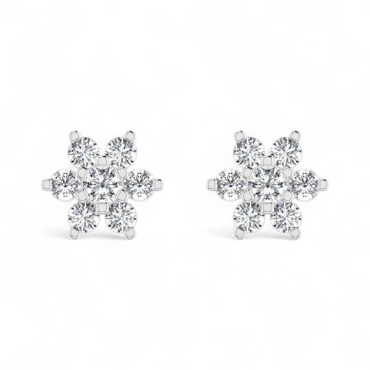 Pair of diamond earrings on a white background