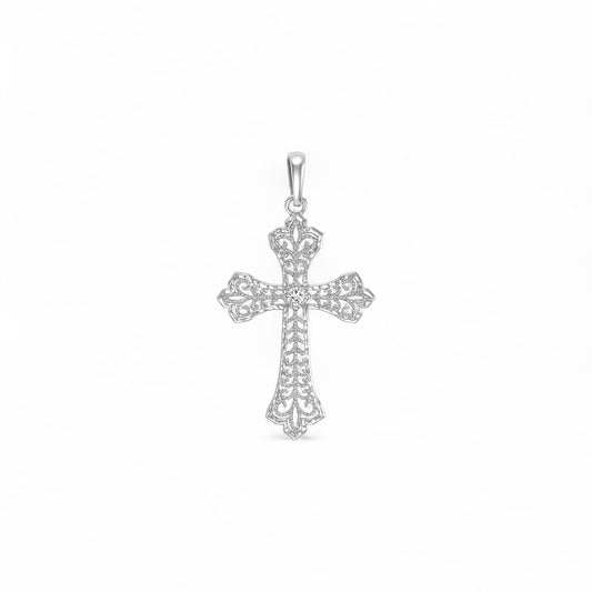 Single Stone Cross Diamond Pendant in 18k Gold