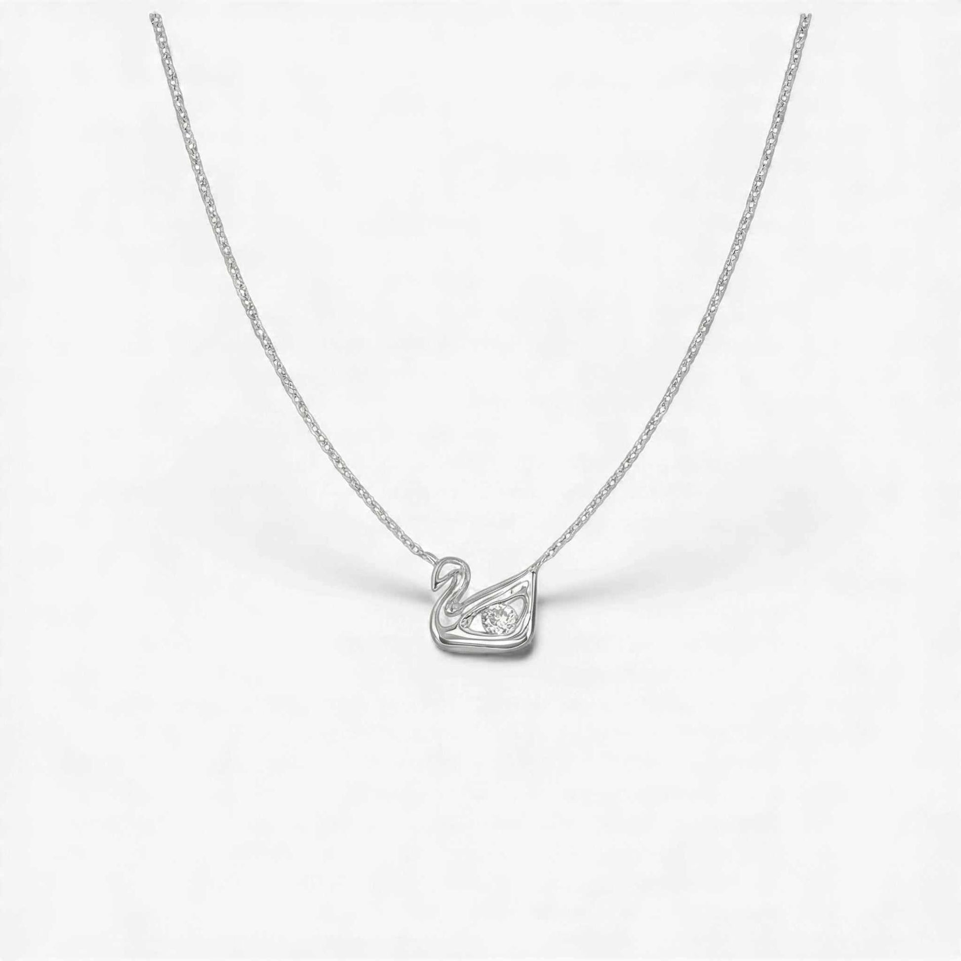 Swan Moissanite Necklace in 925 Sterling Silver with VVS1 D moissanite stone pendant