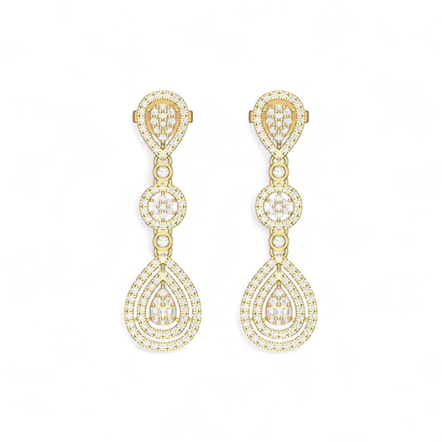 Tear Drop Diamond Earrings in 18K Gold