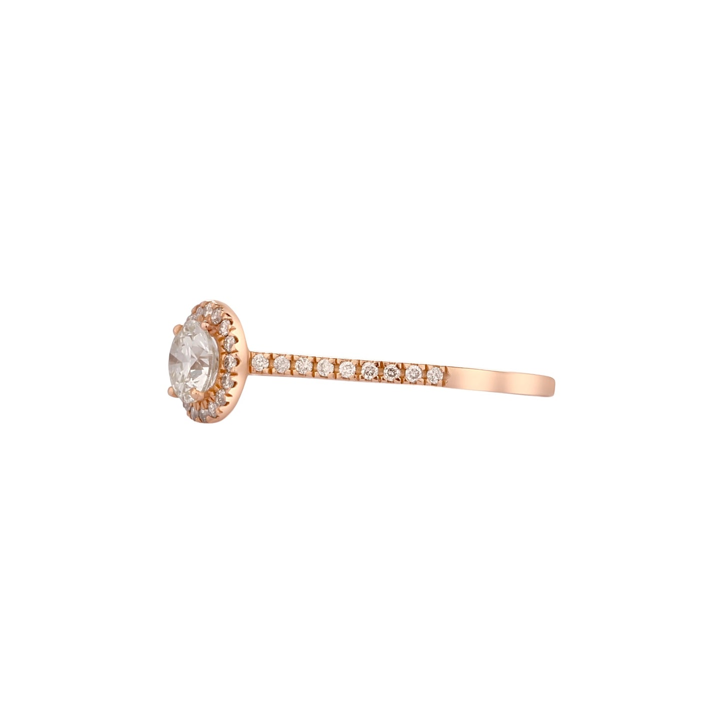 Thelma Round Cut Natural Diamond Engagement Ring in 18k Gold