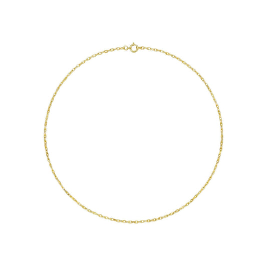 18KT gold thin cable necklace with delicate classic cable link design