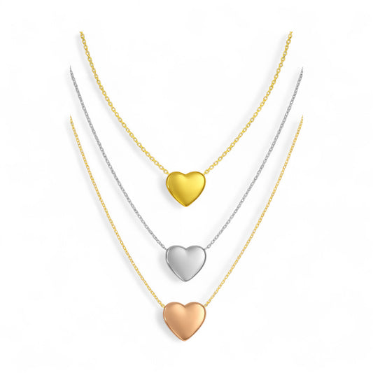 Three Tone Heart Necklace in 925 Sterling Silver