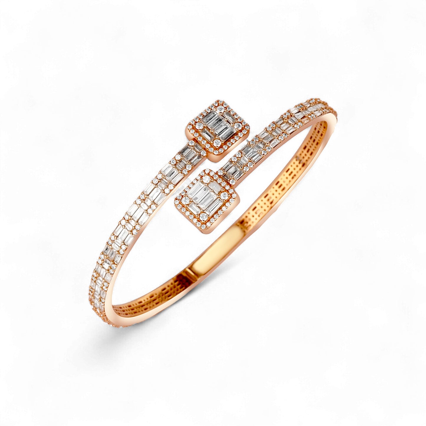 Baguette Bangle Diamond Bracelet in 18KT Gold