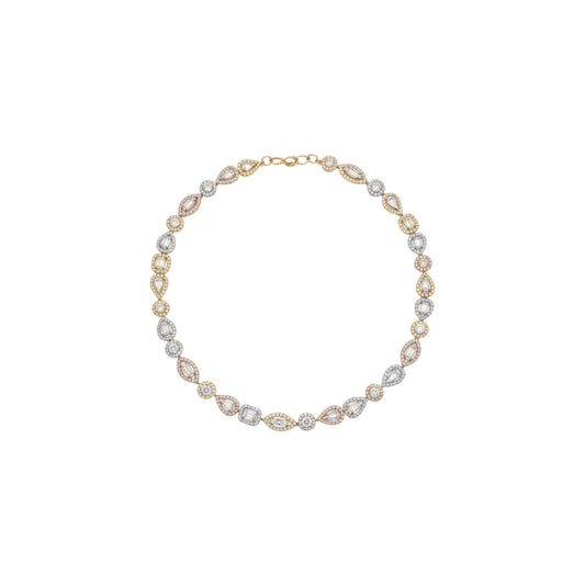 Gold and silver necklace on a white background