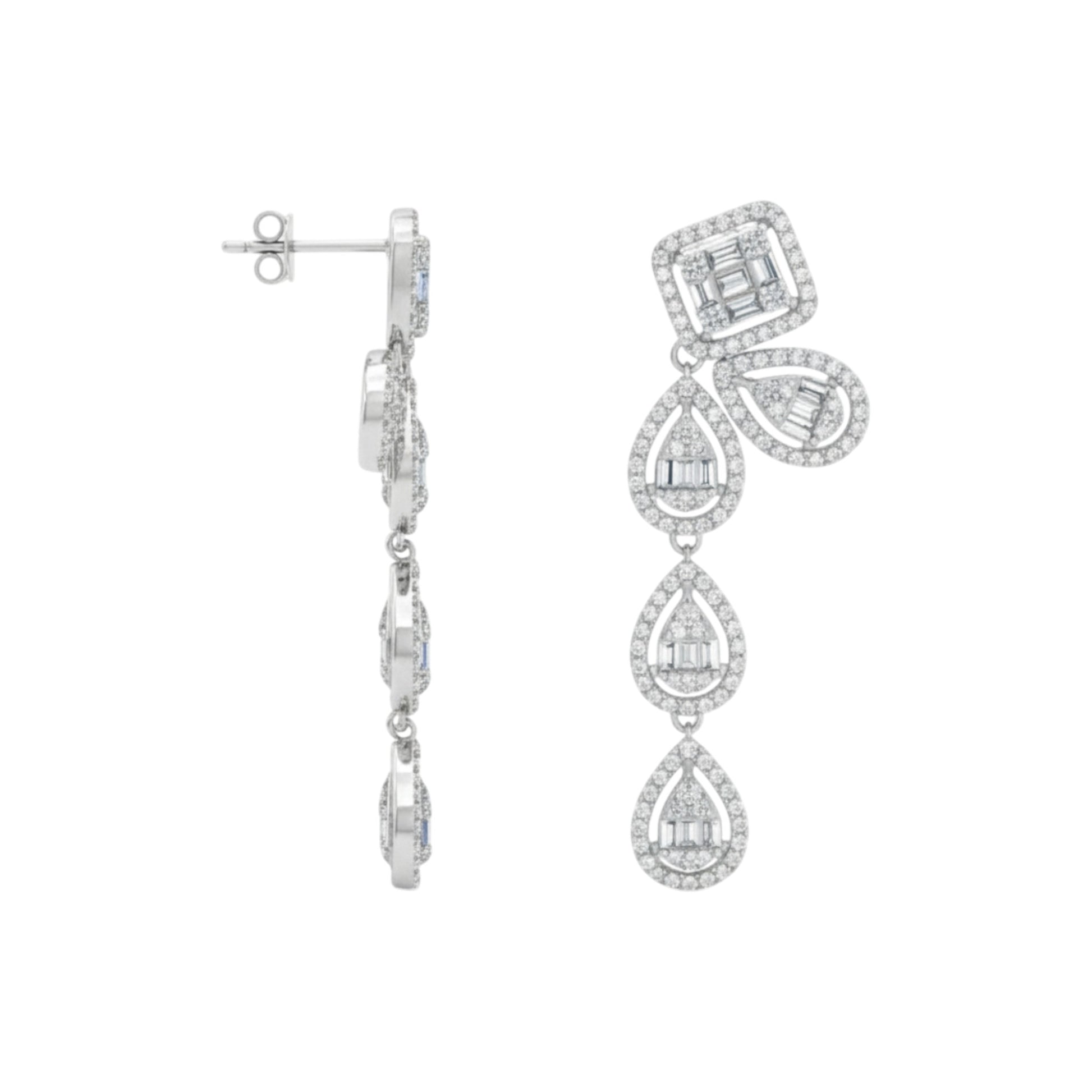 Diamond earrings on a white background