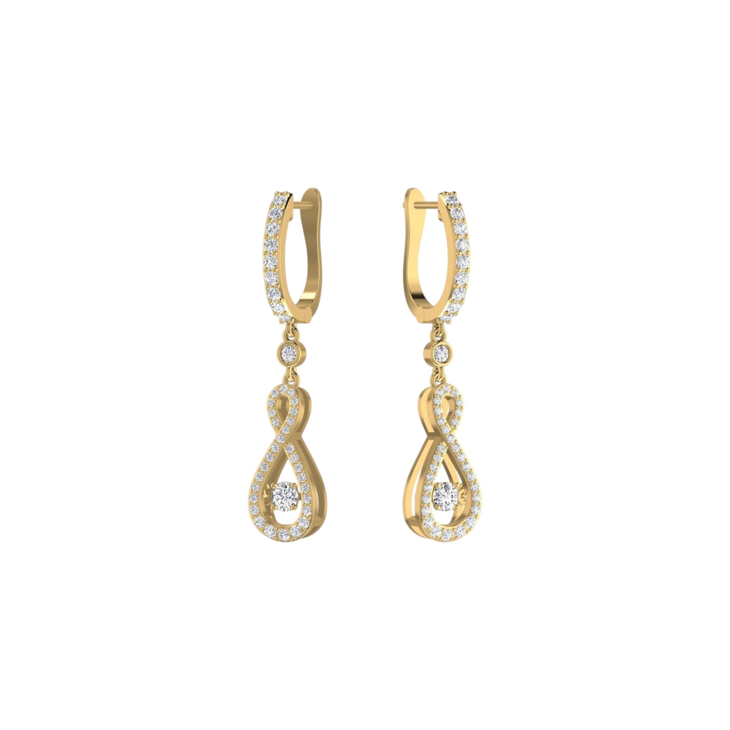 Twinkle Infinie Drop Pave Diamond Earrings in 18K Gold