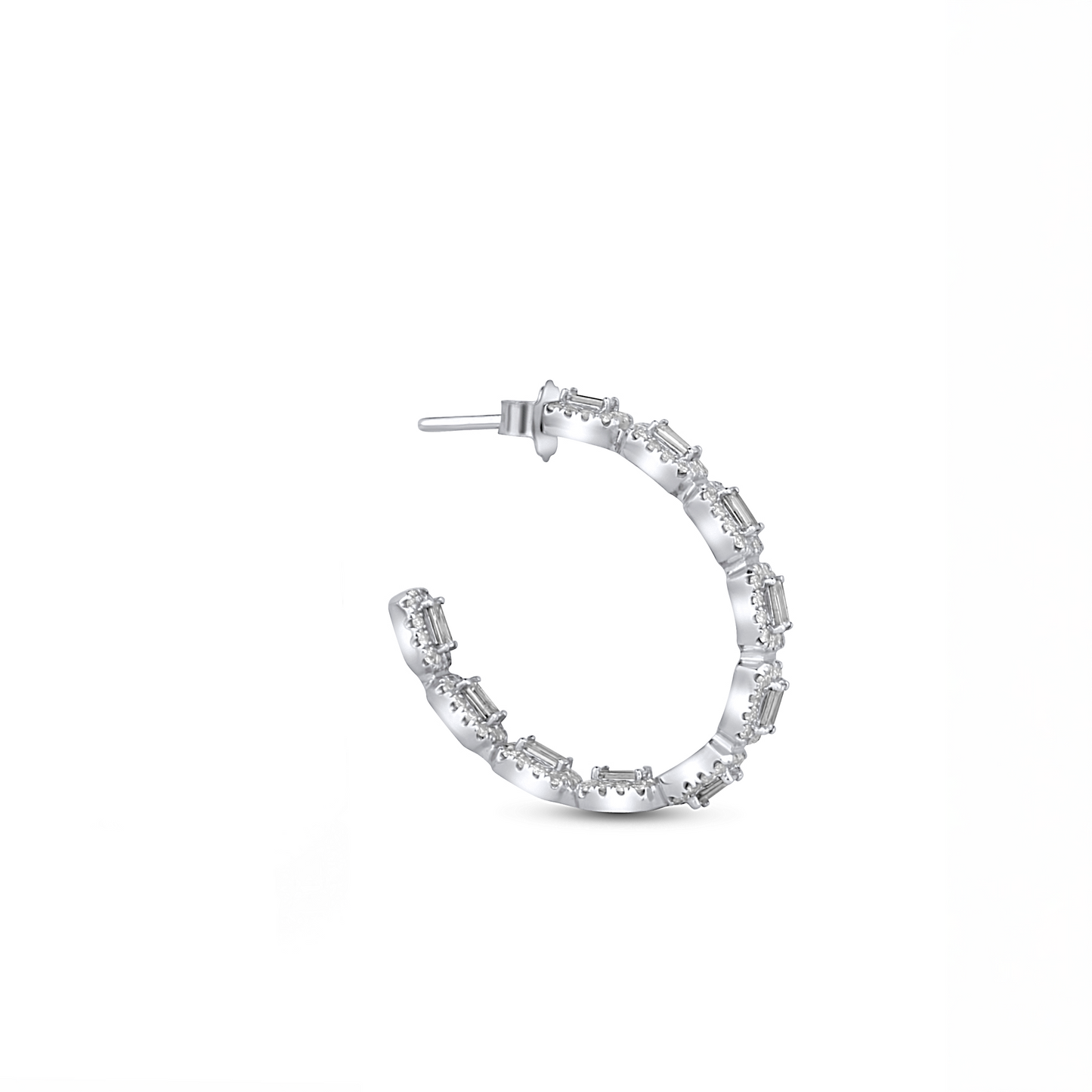 Baguette Hoops Diamond Earrings in 18K Gold