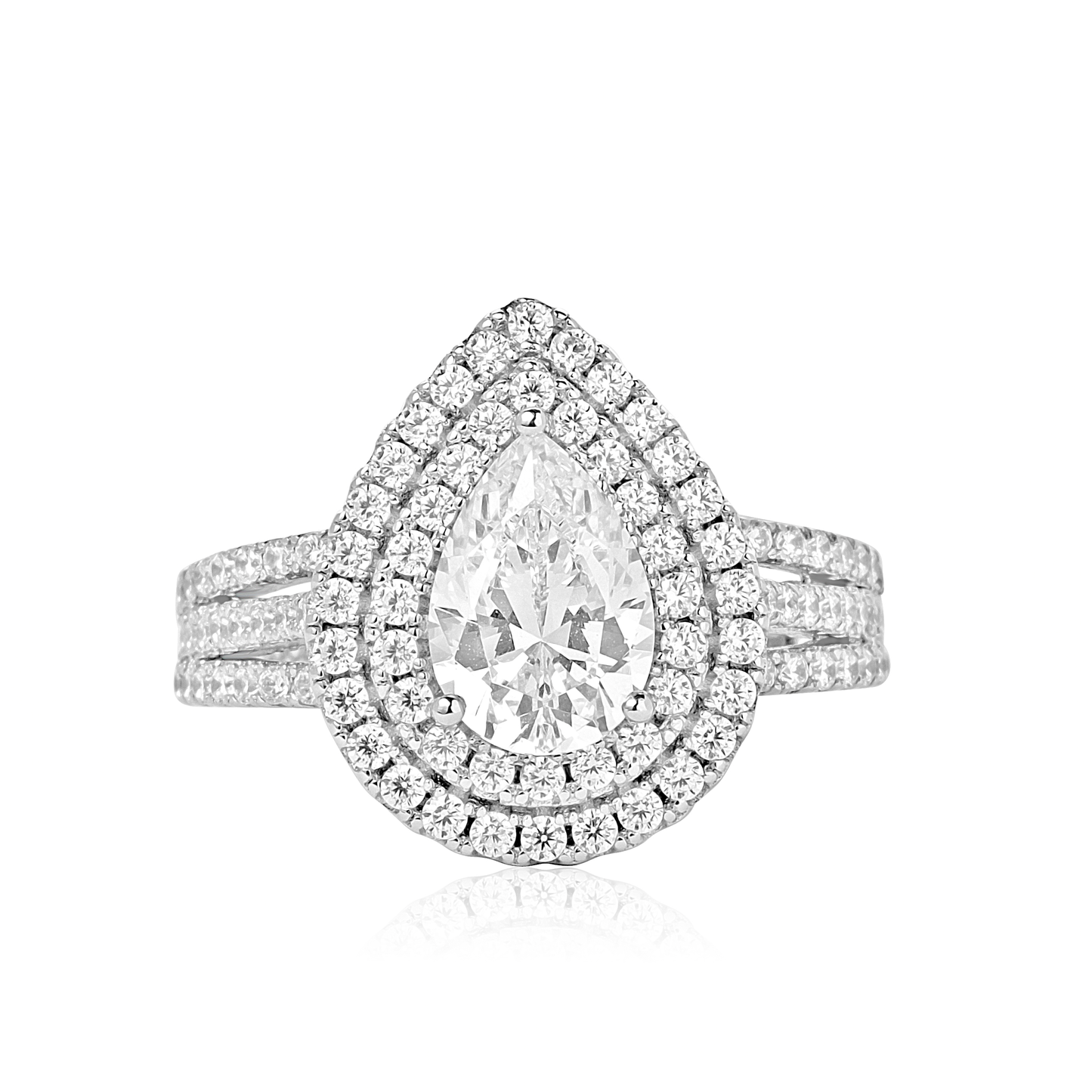 Lovely Pear CZ Engagement Ring in 925 Sterling Silver