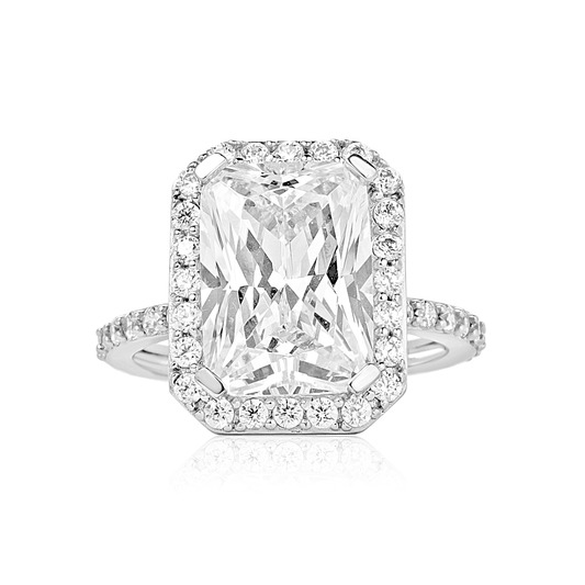 Jamila Radiant Cut CZ Engagement Ring in 925 Sterling Silver