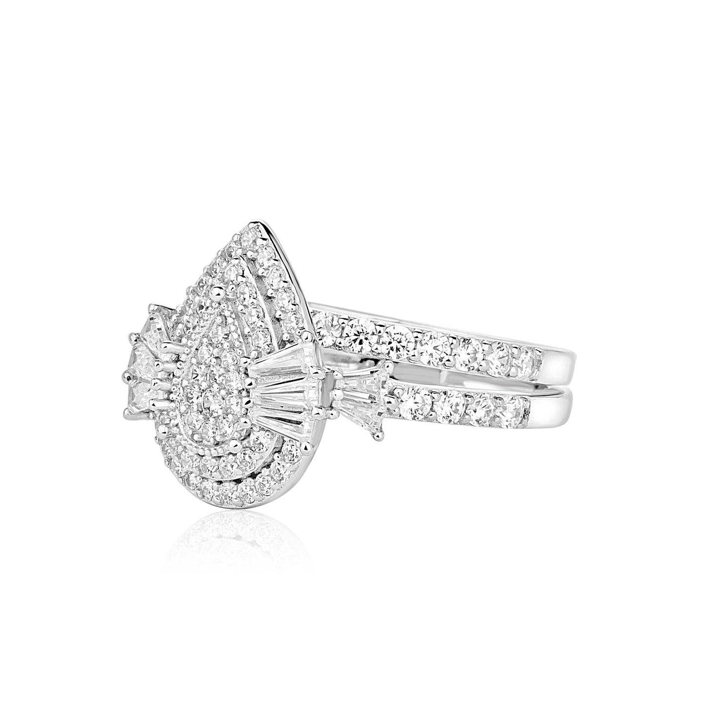 Lucy Pear Cut CZ Cluster Bride Set in 925 Sterling Silver