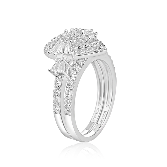 Lucy Pear Cut CZ Cluster Bride Set in 925 Sterling Silver
