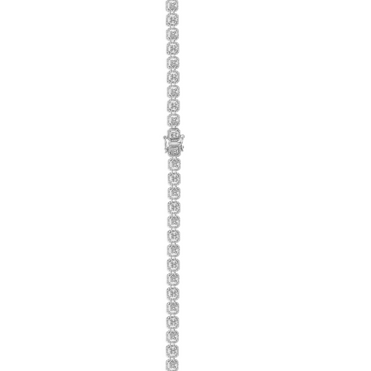 9.66CT Round and Baguette Cut Diamond Tennis Necklace in 18K Gold