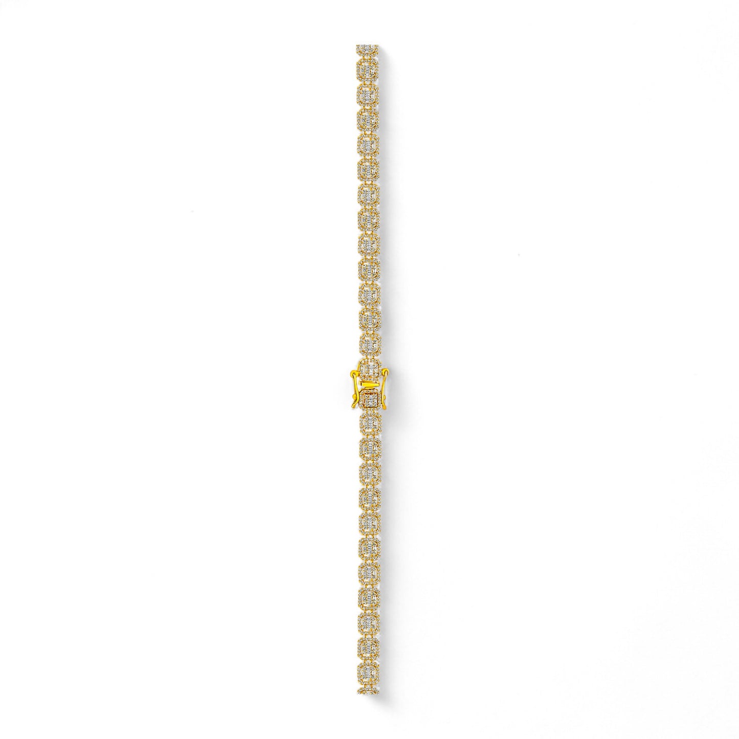 9.66CT Round and Baguette Cut Diamond Tennis Necklace in 18K Gold