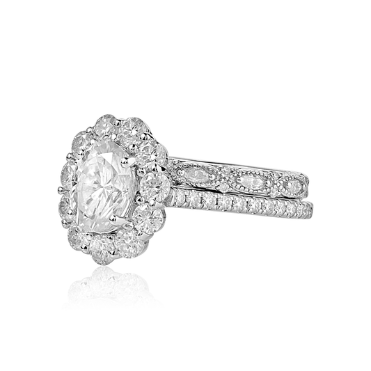 BOZ Lavie Oval Cut Moissanite Bride Set in 925 Sterling Silver