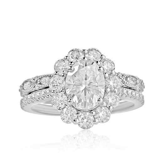 BOZ Lavie Oval Cut Moissanite Bride Set in 925 Sterling Silver