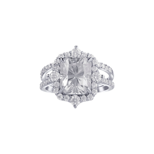 Quinn 2.0 Radiant Cut Moissanite Bride Set in 925 Sterling Silver