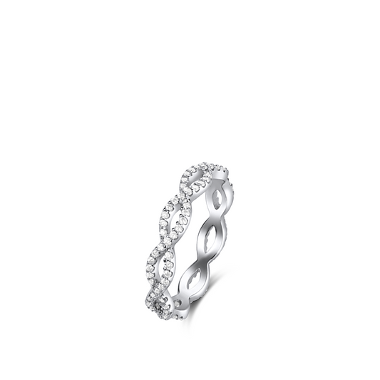 Infinity Moissanite Band in 925 Sterling Silver