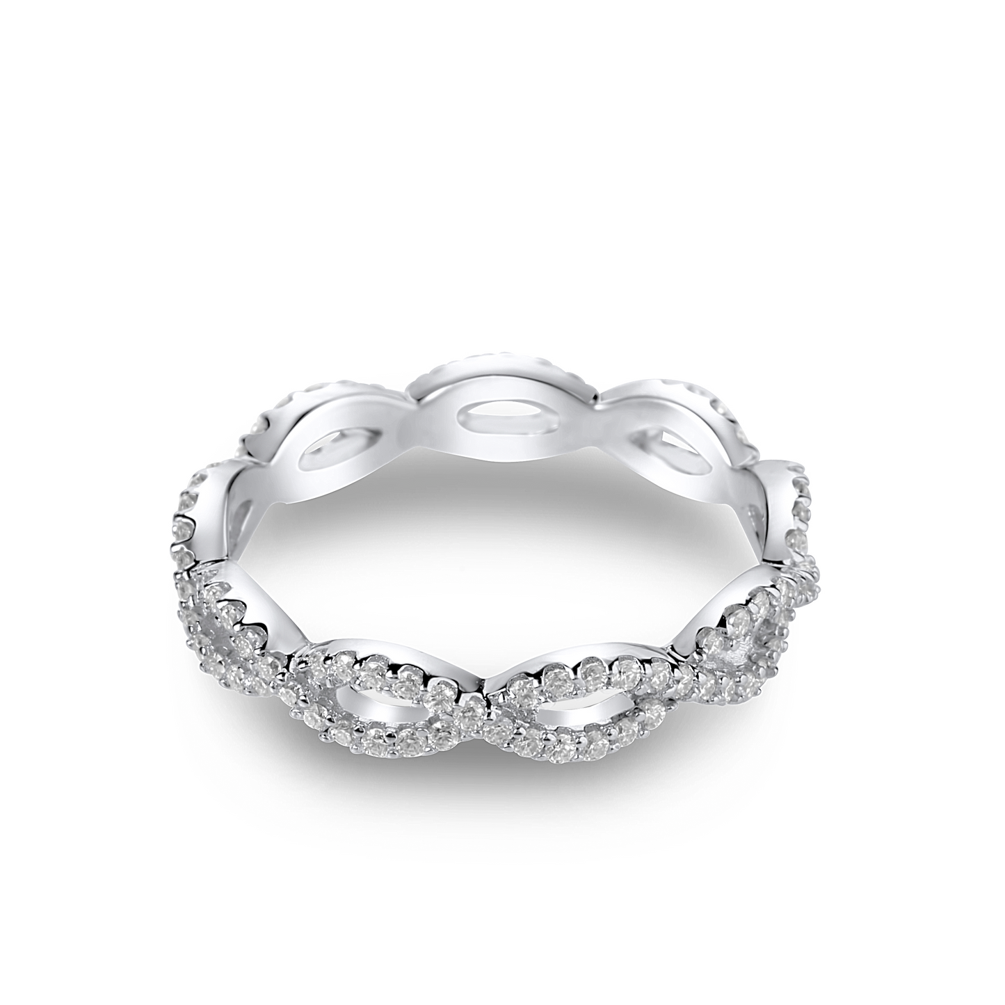 Infinity Moissanite Band in 925 Sterling Silver