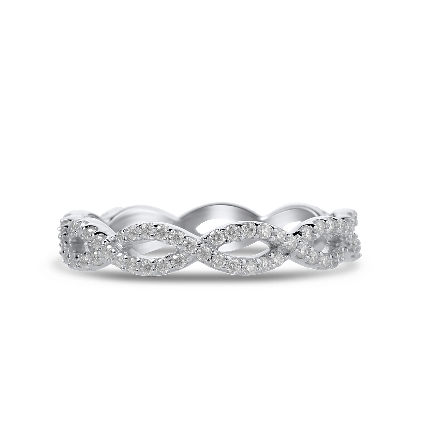 Infinity Moissanite Band in 925 Sterling Silver