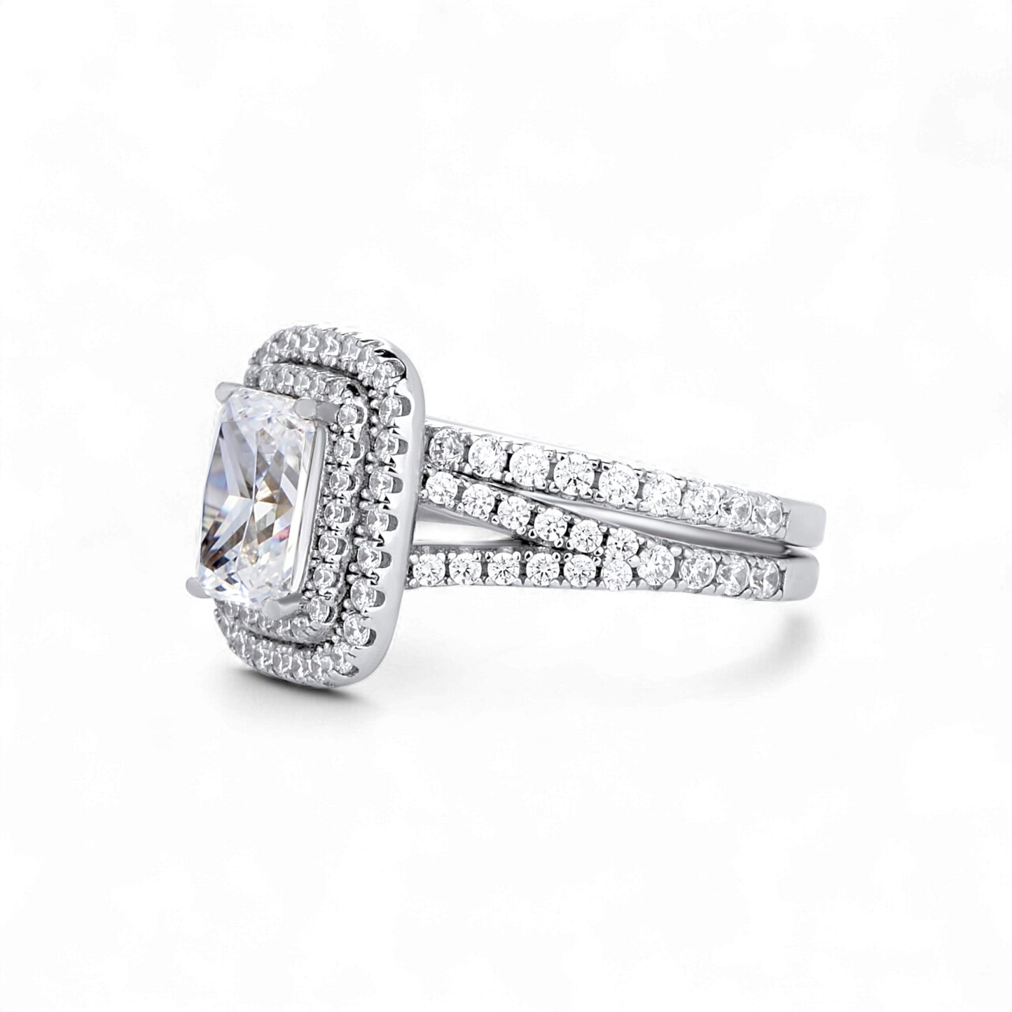 Kylie Radiant Cut CZ Bride Set in 925 Sterling Silver