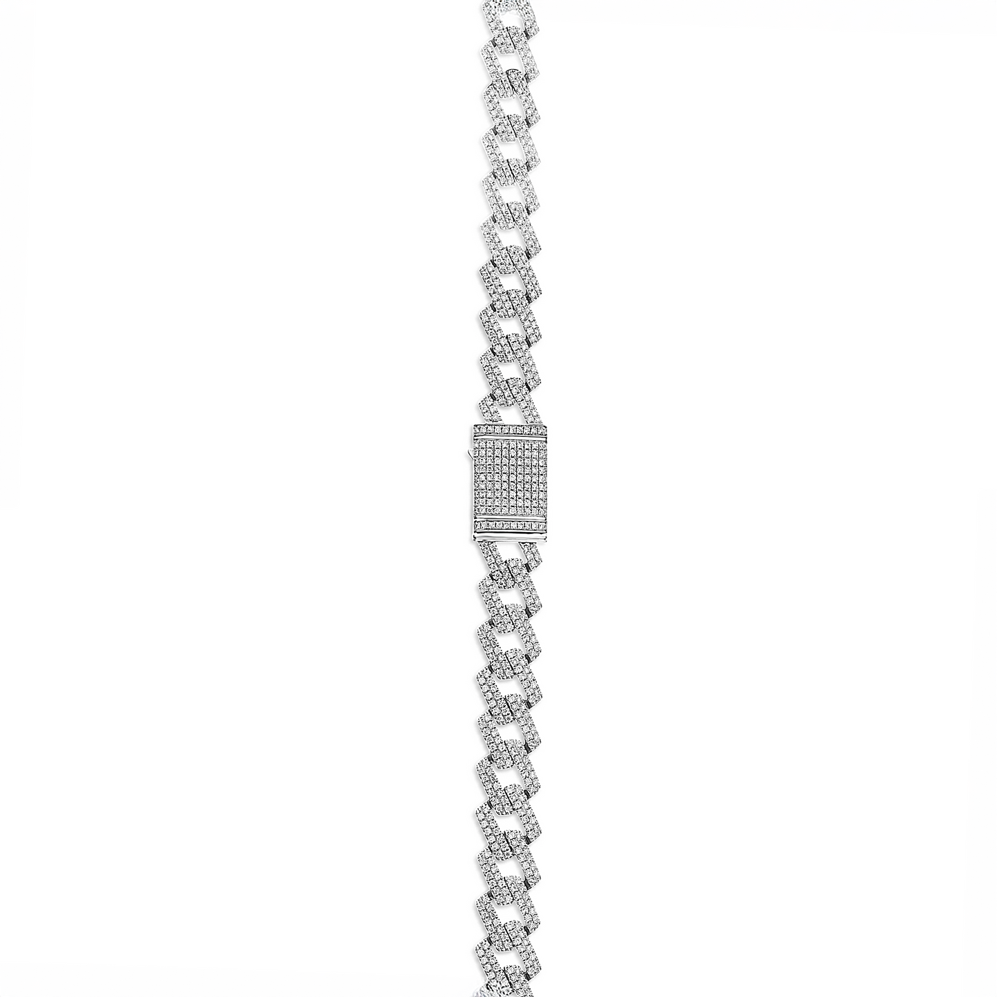 Prong Cuban 8mm Natural Diamond Necklace In 18karat Gold