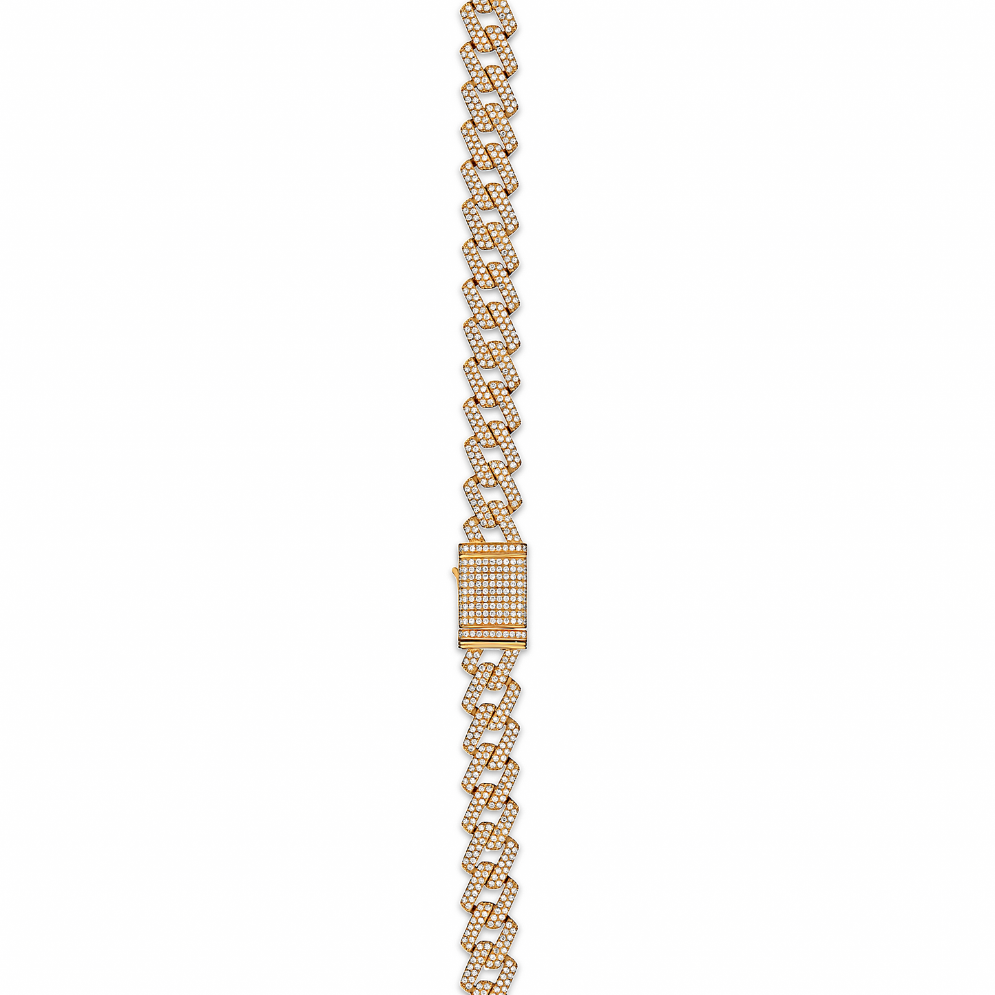 Prong Cuban 8mm Natural Diamond Necklace In 18karat Gold