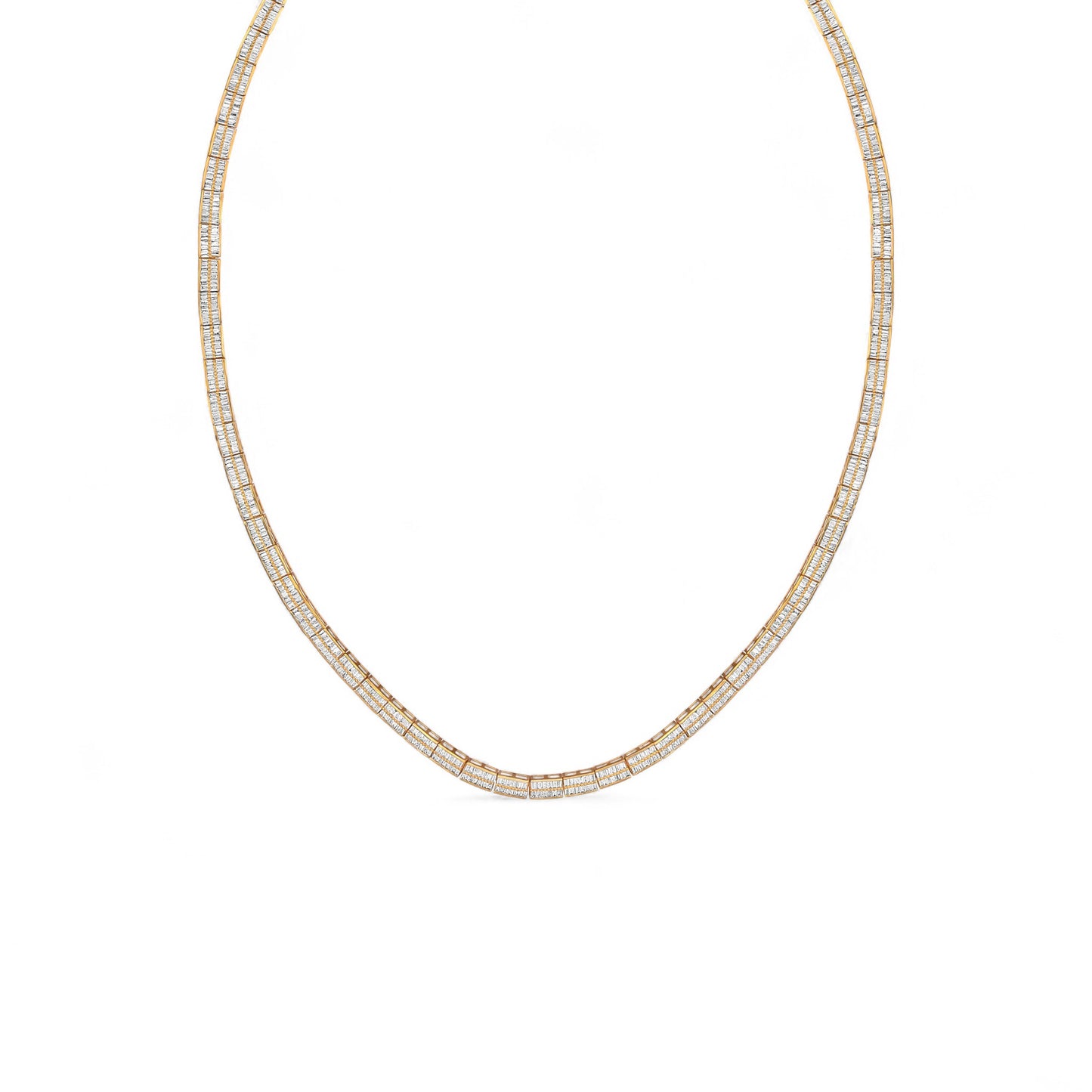 Baguette Cut Tennis Necklace in 18K Gold