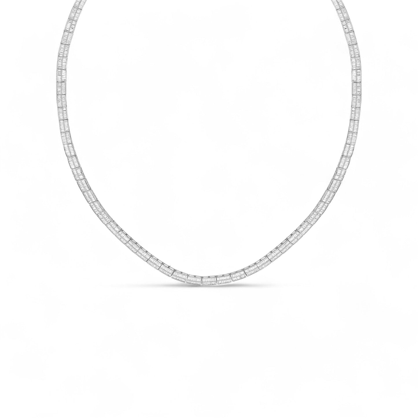Baguette Cut Tennis Necklace in 18K Gold