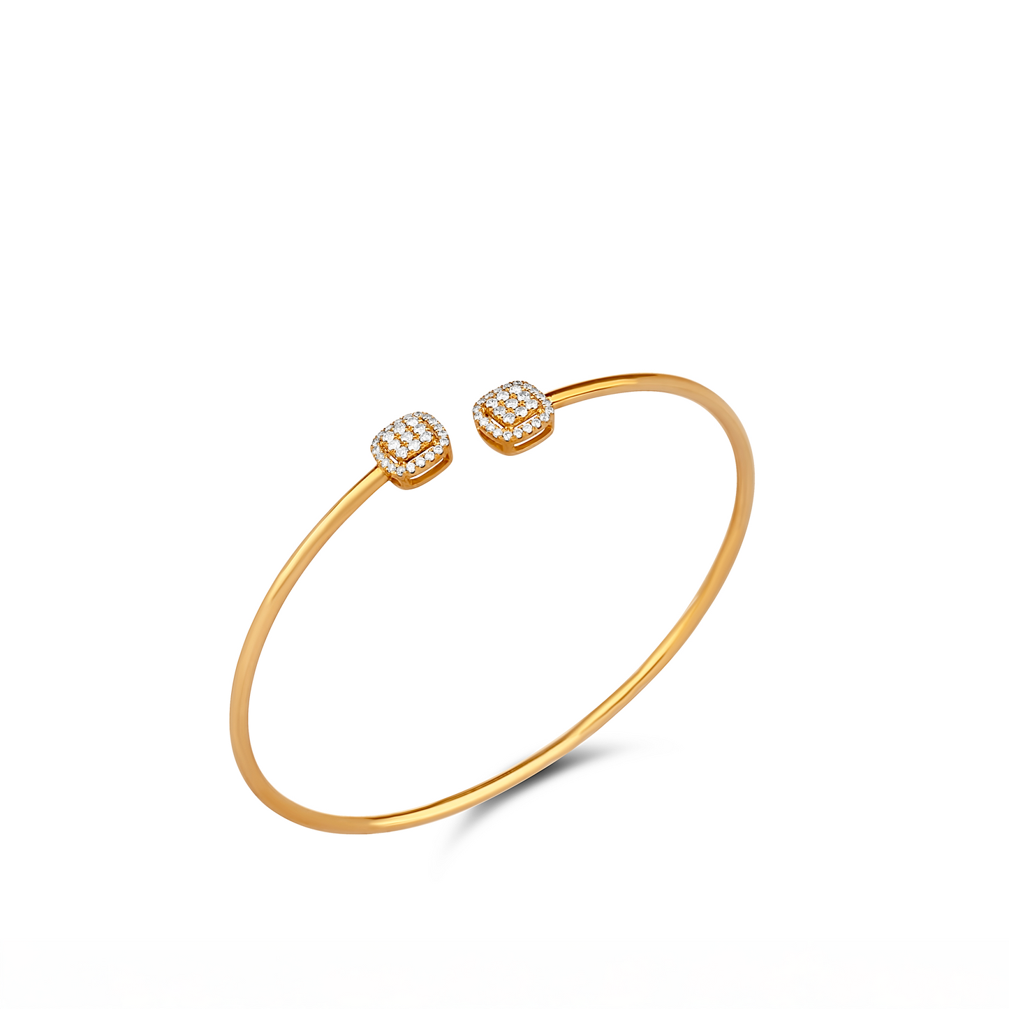 Cushion Diamond Cuff Bracelet in 18K Gold
