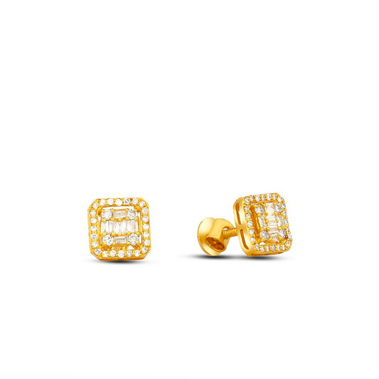 Ice Cube Baguette Diamond Studs in 18K Gold
