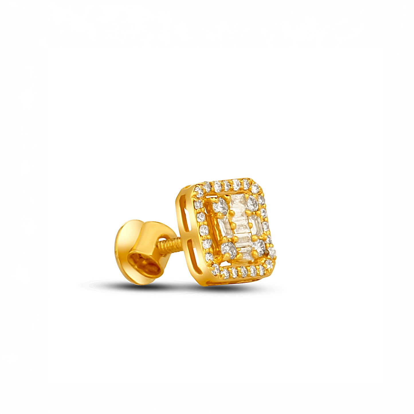 Ice Cube Baguette Diamond Studs in 18K Gold