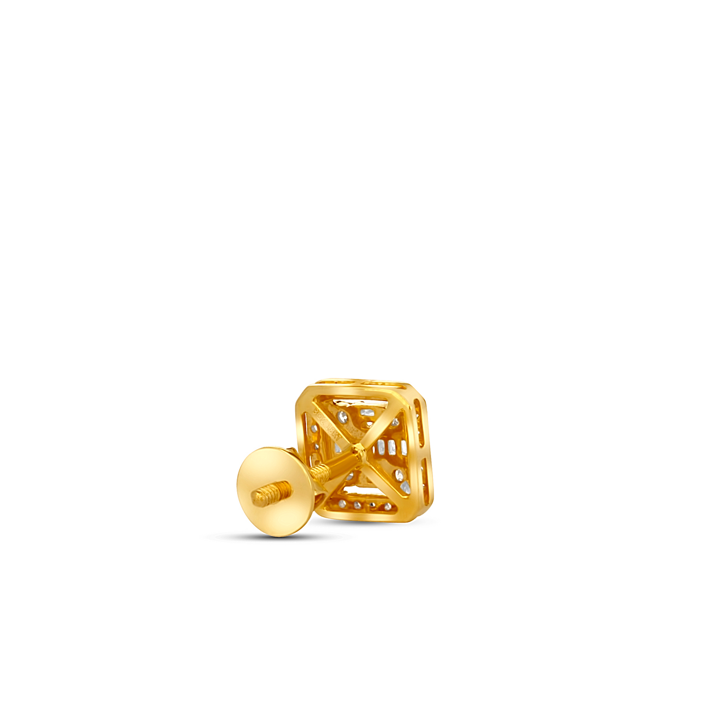 Ice Cube Baguette Diamond Studs in 18K Gold