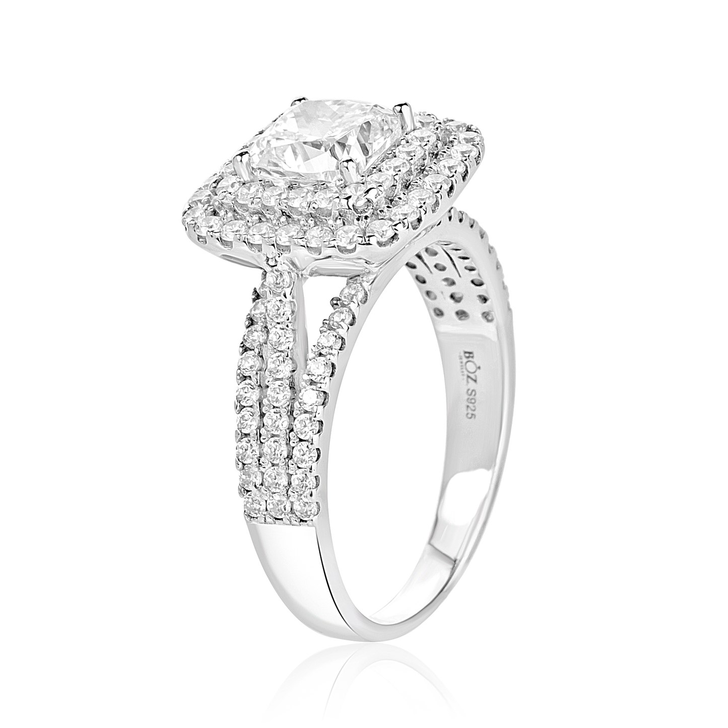 Lovely Princess Cut CZ Engagement Ring in 925 Sterling Silver