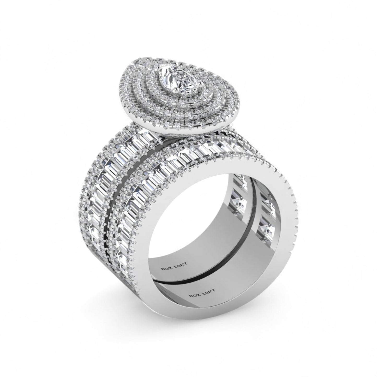 Doris Pear Cut Pavé Natural Diamonds Bride Set in 18K Gold