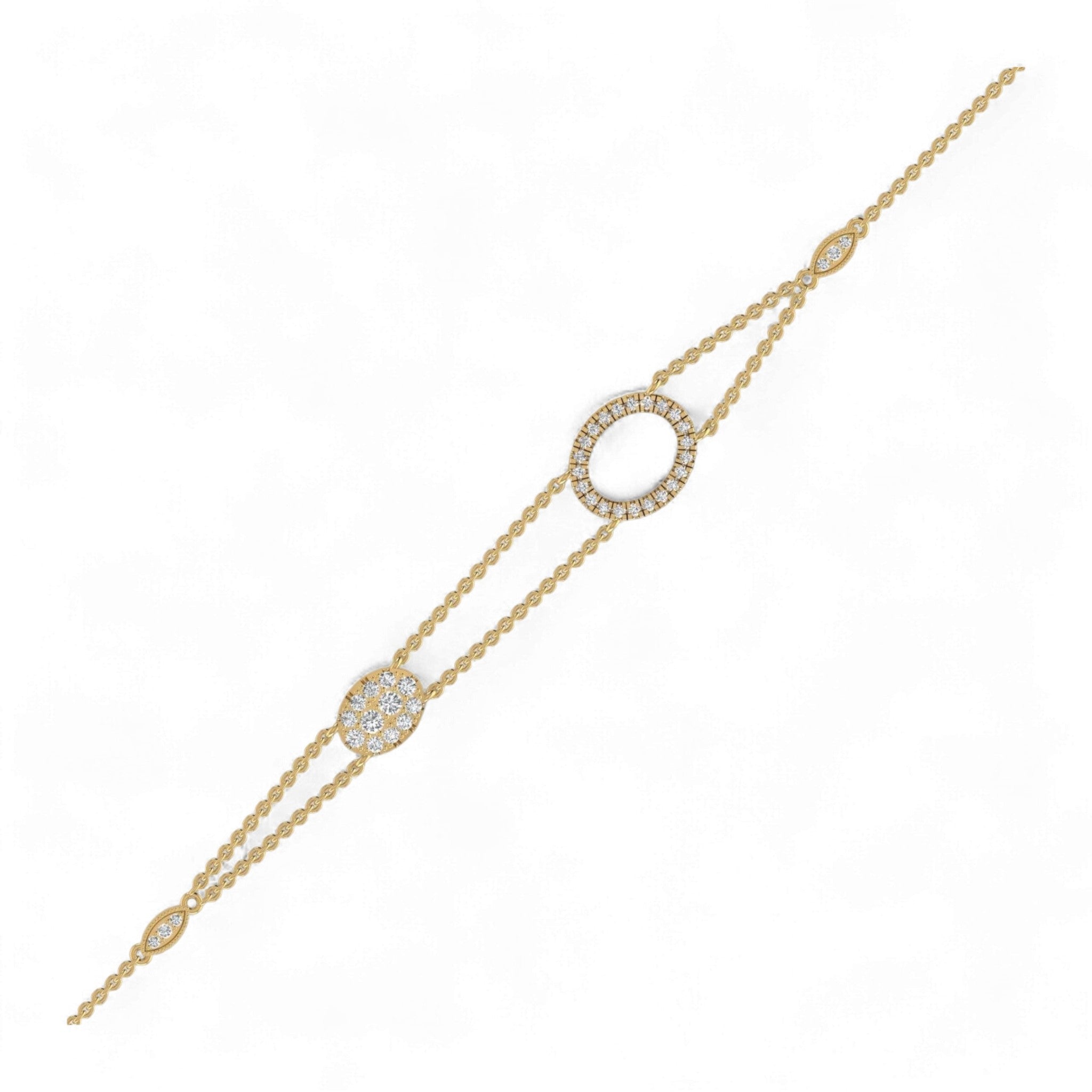 Vellar Gold Color Velar Oval Shape Diamond Cluster Bracelet in 18KT Gold – BOZ Jewelry