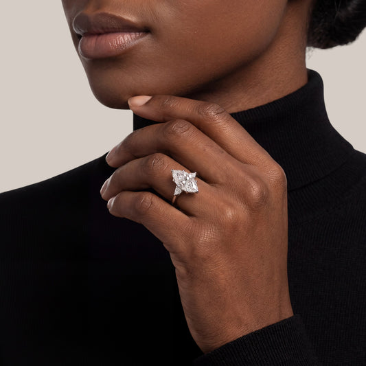 Vina Marquise Cut Moissanite Engagement Ring in 18KT Gold