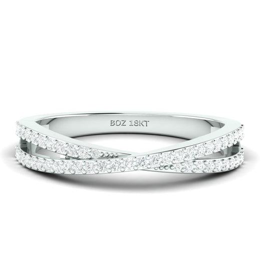 Crisscross Natural Diamond Pave Band in 18K Gold