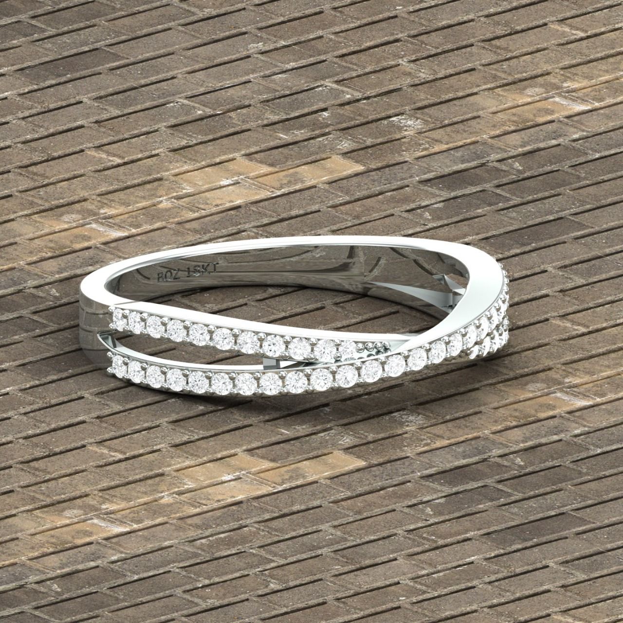 Crisscross Natural Diamond Pave Band in 18K Gold