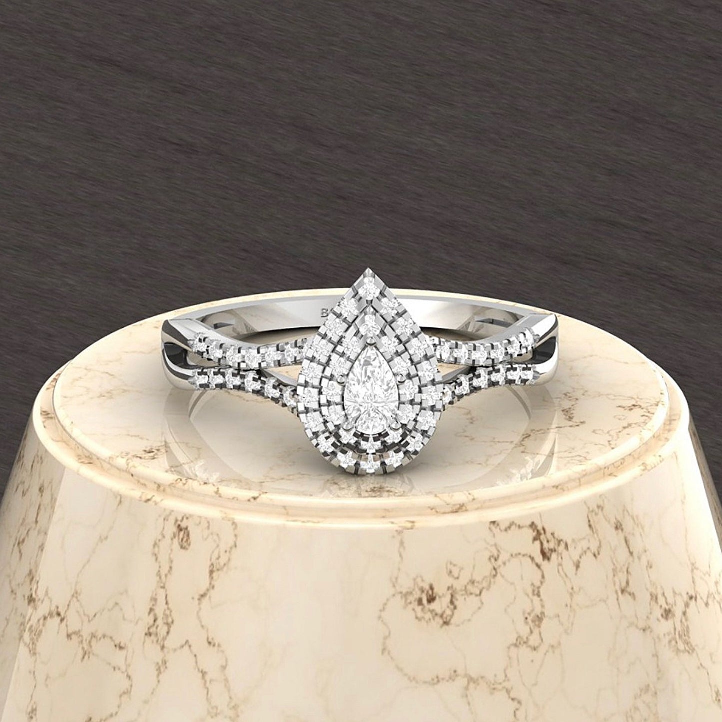 Natalie Pear Natural Diamond Engagement Ring