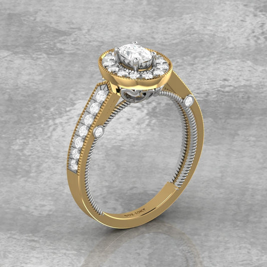 Nala Oval Natural Diamond Engagement Ring in 18K Gold