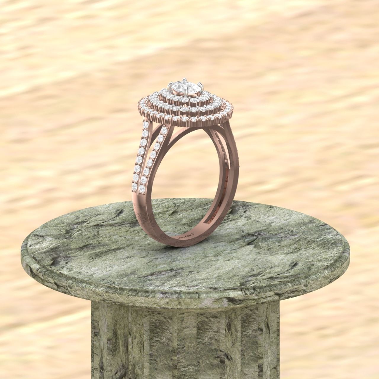 Jasmine Oval Cut Natural Diamond Engagement Ring in 18K Gold